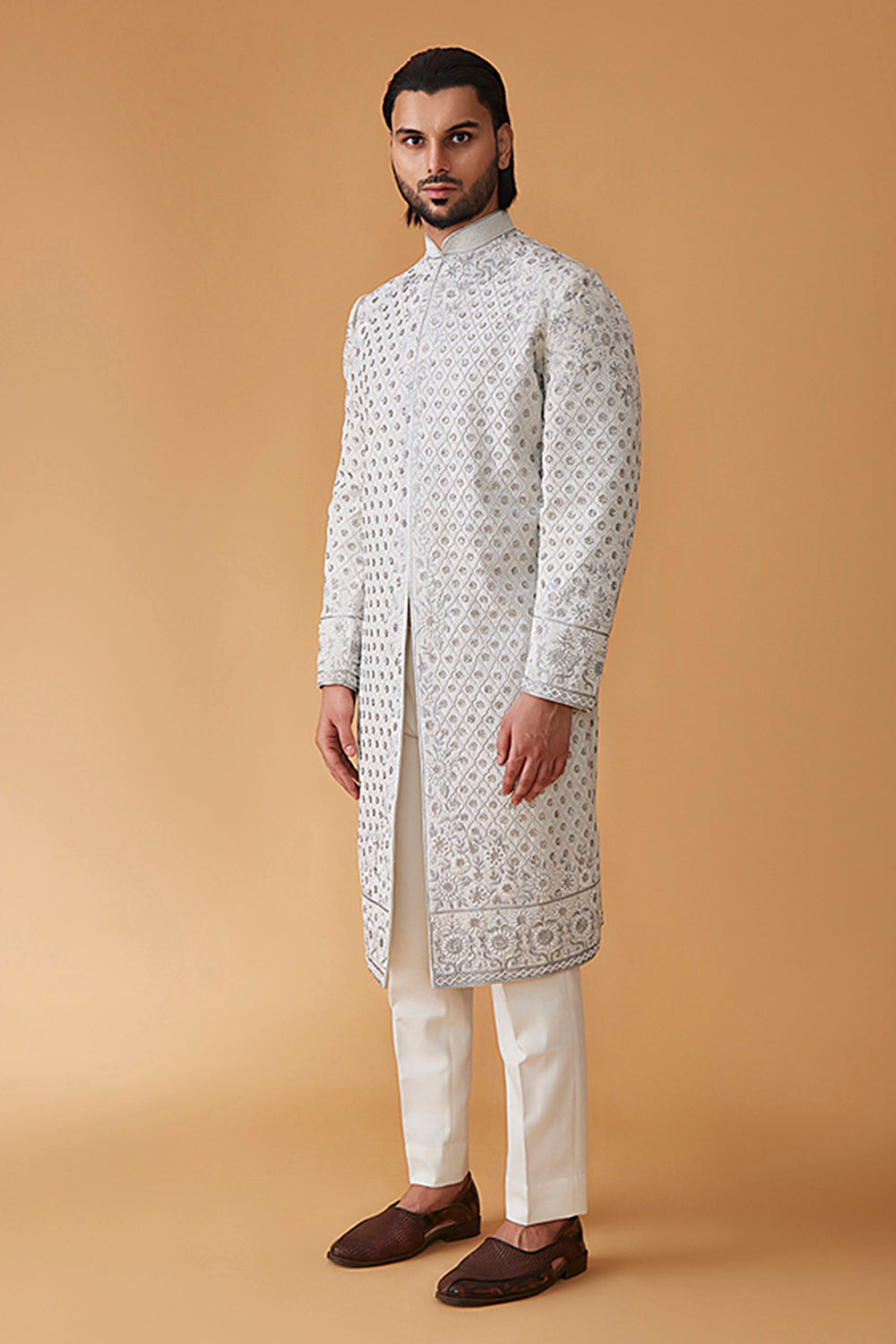 Chandani Raatein Sherwani In Zari & Pearl Work