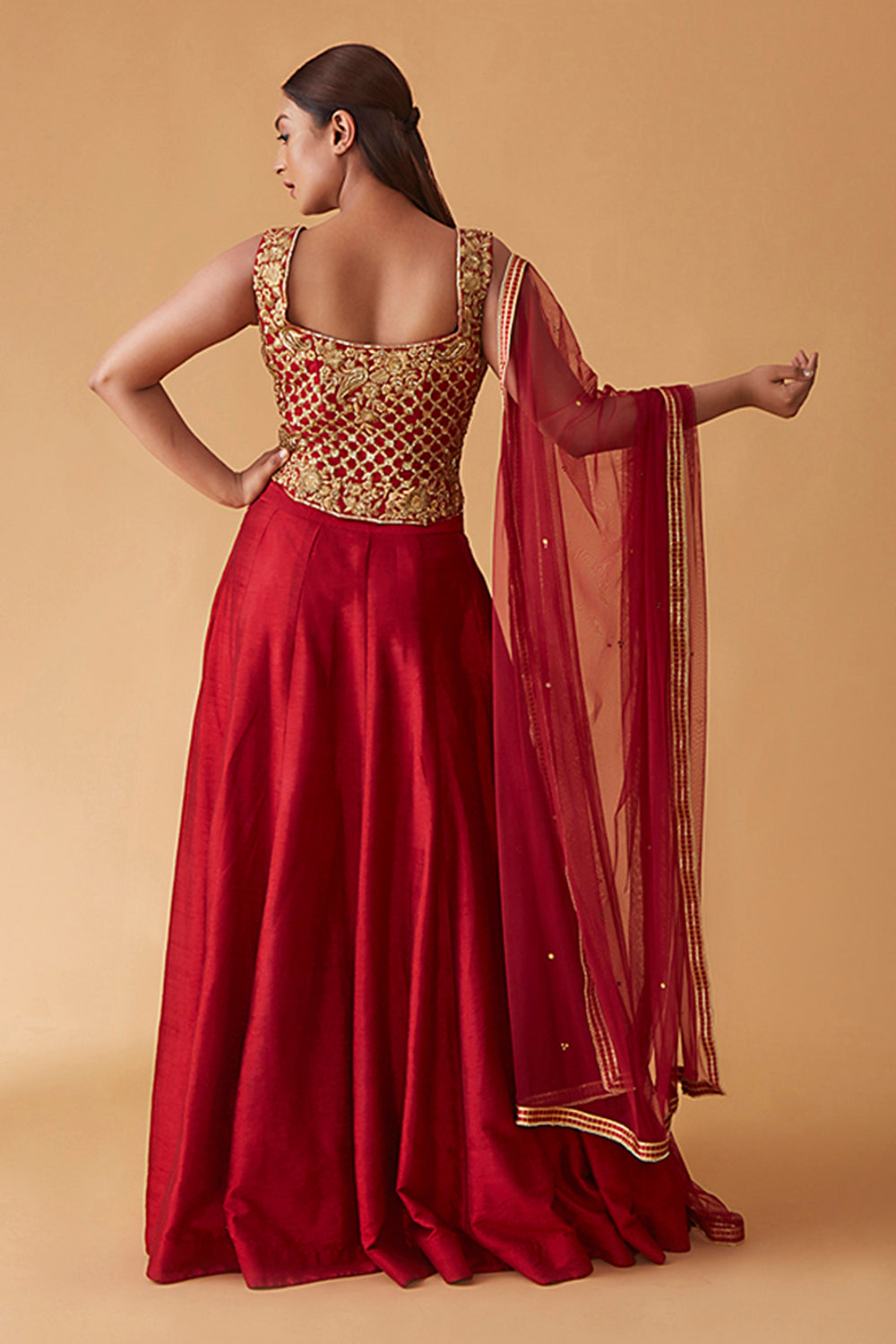 Chandi Raatein Corset With Skirt & Dupatta In Zari & Sequin Work