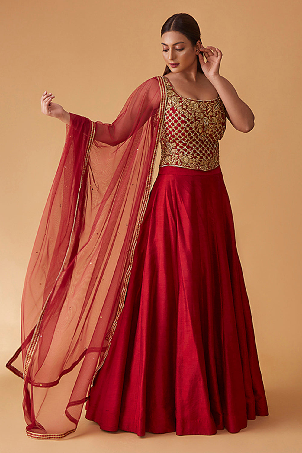 Chandi Raatein Corset With Skirt & Dupatta In Zari & Sequin Work