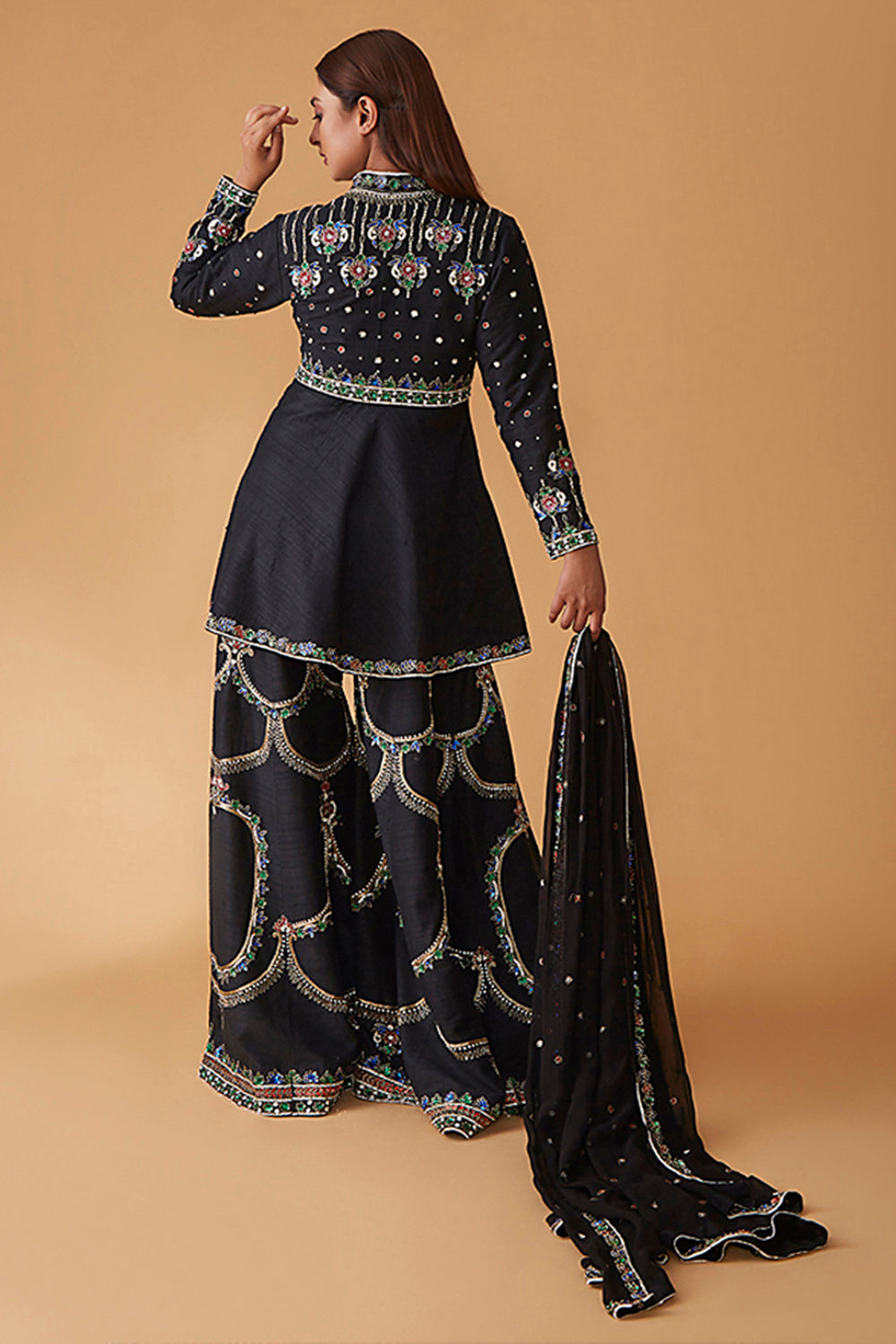 Tiger Sharara Suit With Sequin & Thread Work