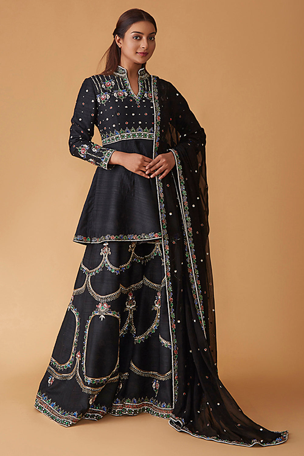 Tiger Sharara Suit With Sequin & Thread Work