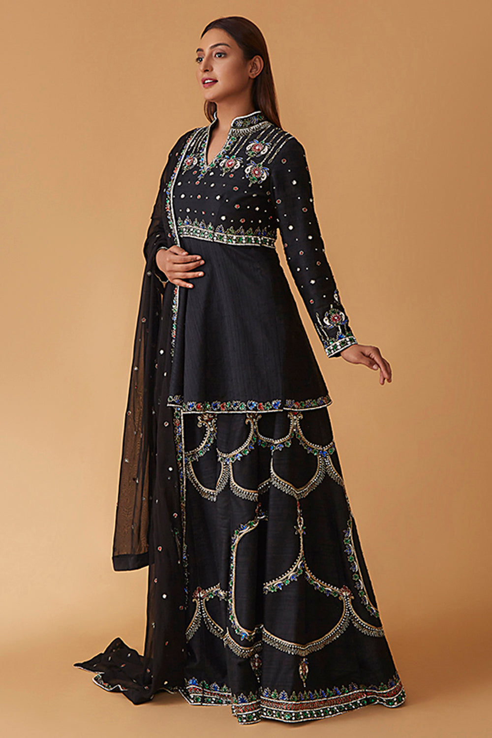 Tiger Sharara Suit With Sequin & Thread Work