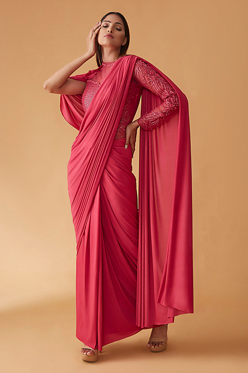 Ishq-e-kaatil Drape Saree With Hand Work