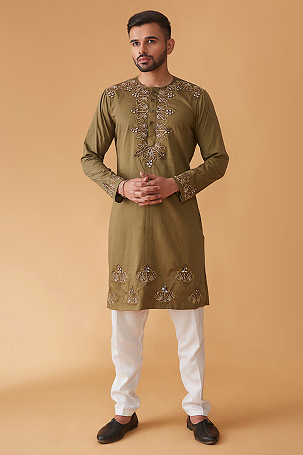 Ishq-e-mehendi Kurta With Dori & Mirror Work